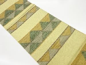 すくい織横段に幾何学模様織出し名古屋帯